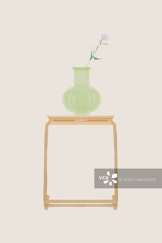 古代水墨文房花瓶室内场景图片素材