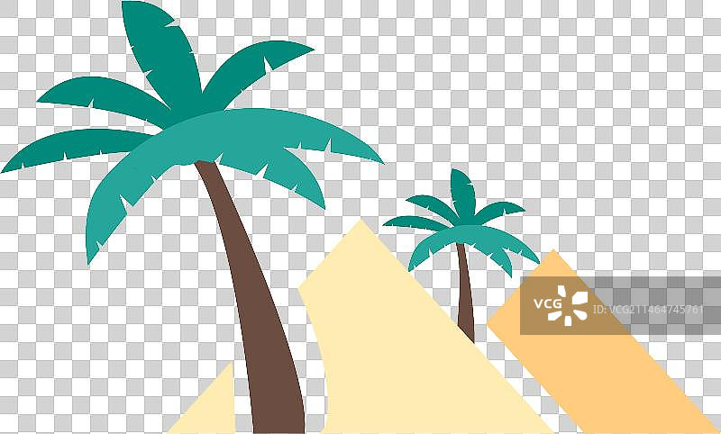 棕榈树在沙滩上的高角度视图简单元素图片素材