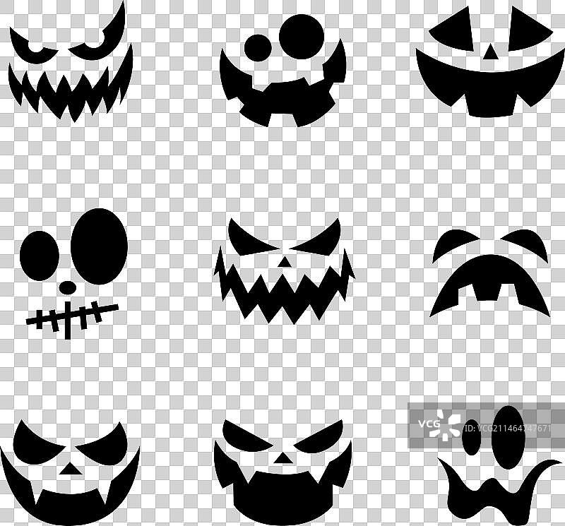万圣节南瓜脸剪影图片素材