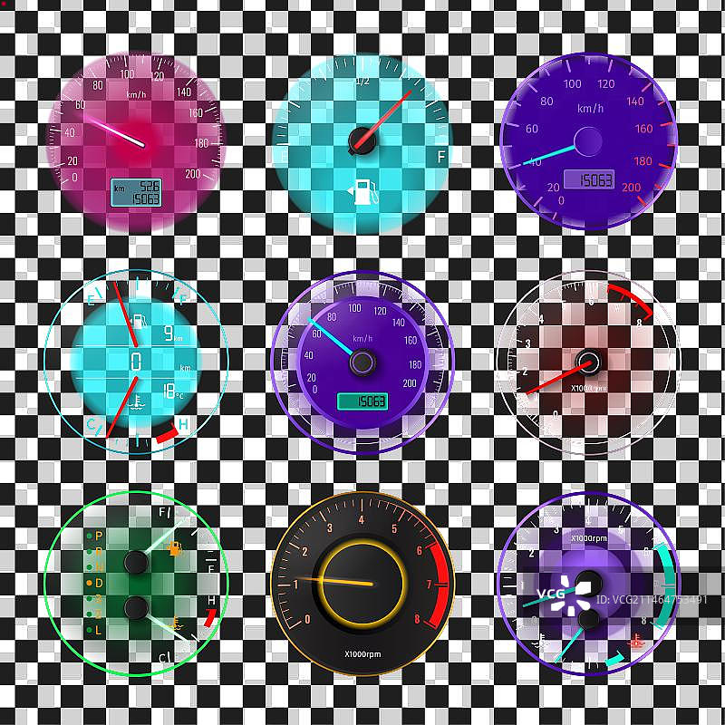 逼真速度计集合图片素材