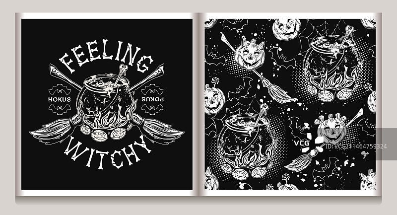 万圣节图案Logo：巫婆大锅图片素材