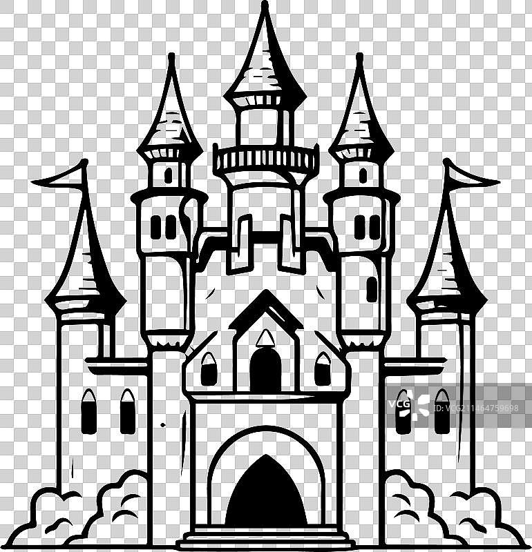 手绘涂鸦城堡图标图片素材