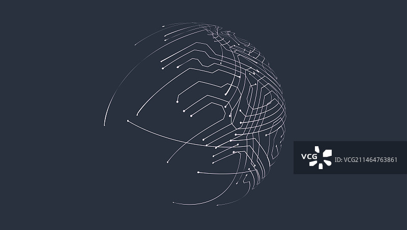 电子科技数码球体电路线条组成的球体图片素材