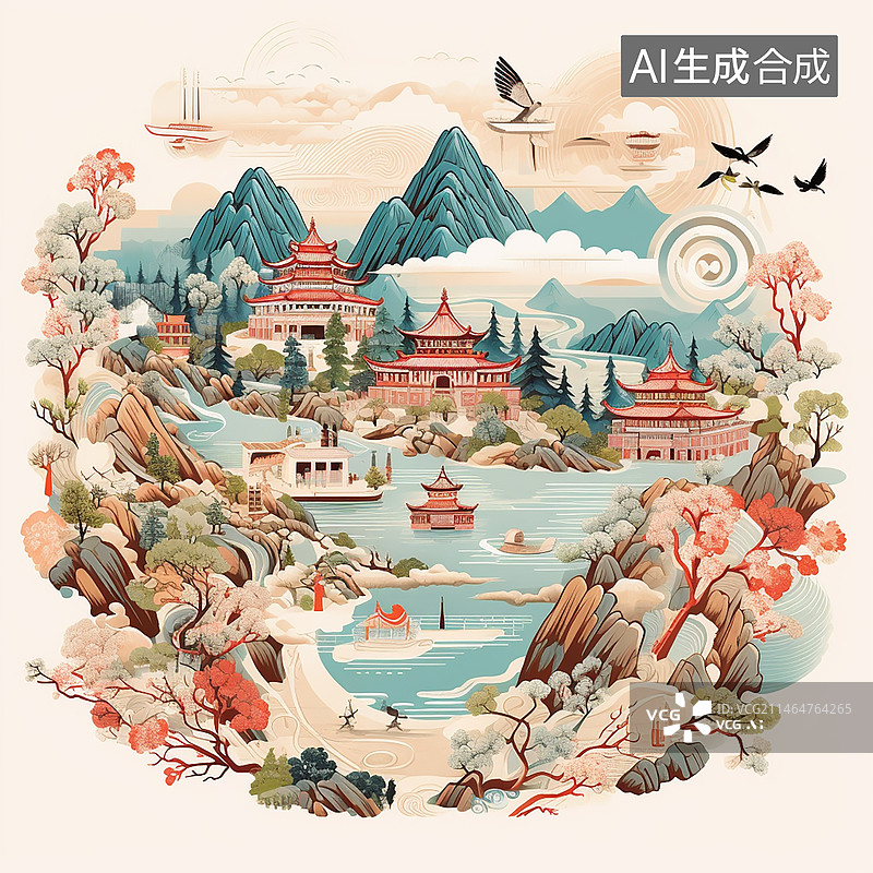【AI数字艺术】中国国潮风插画图片素材