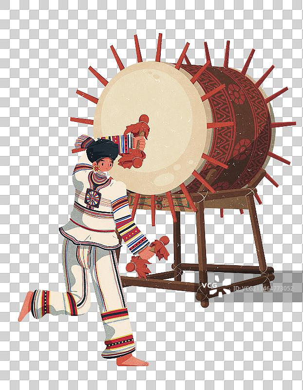 基诺族打太阳鼓的男性图片素材