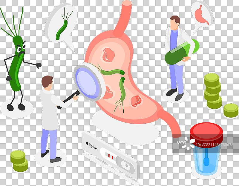 幽门螺杆菌2.5D抽象组合图片素材