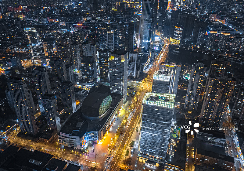 沈阳万象城夜景航拍cbd图片素材