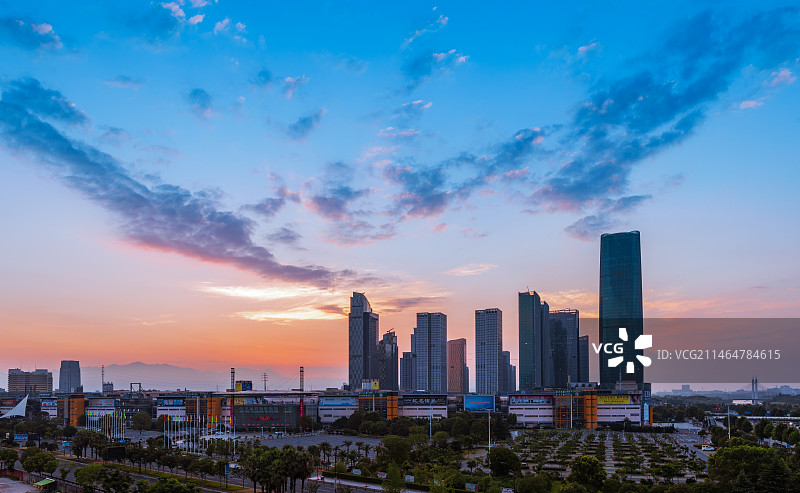 义乌小商品城 CBD 朝霞图片素材