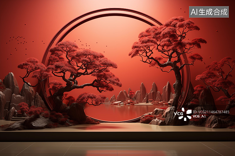 【AI数字艺术】中国风3D背景图片素材