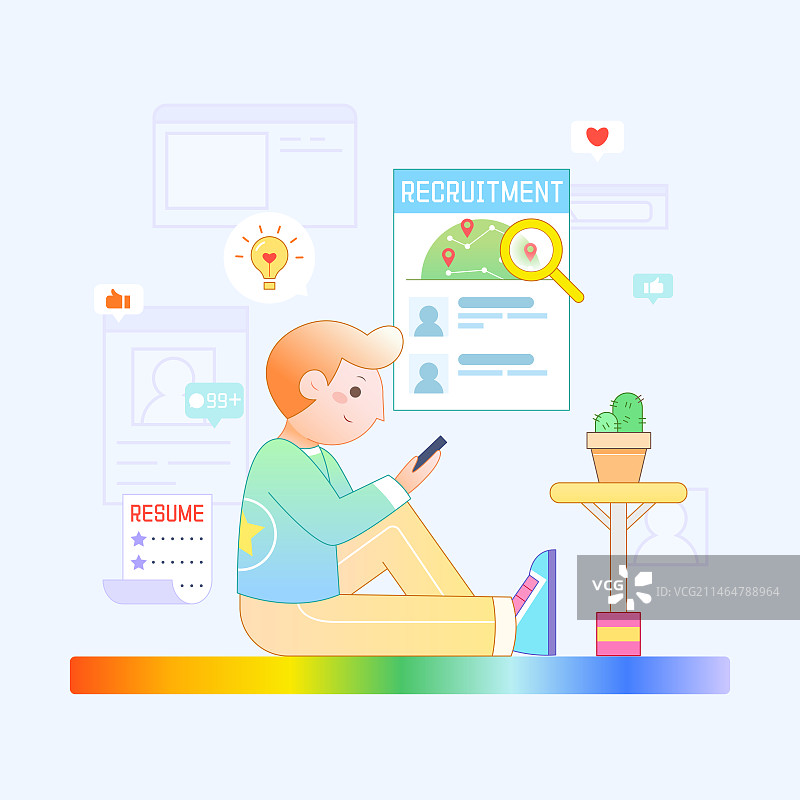 投简历的男孩插画图片素材