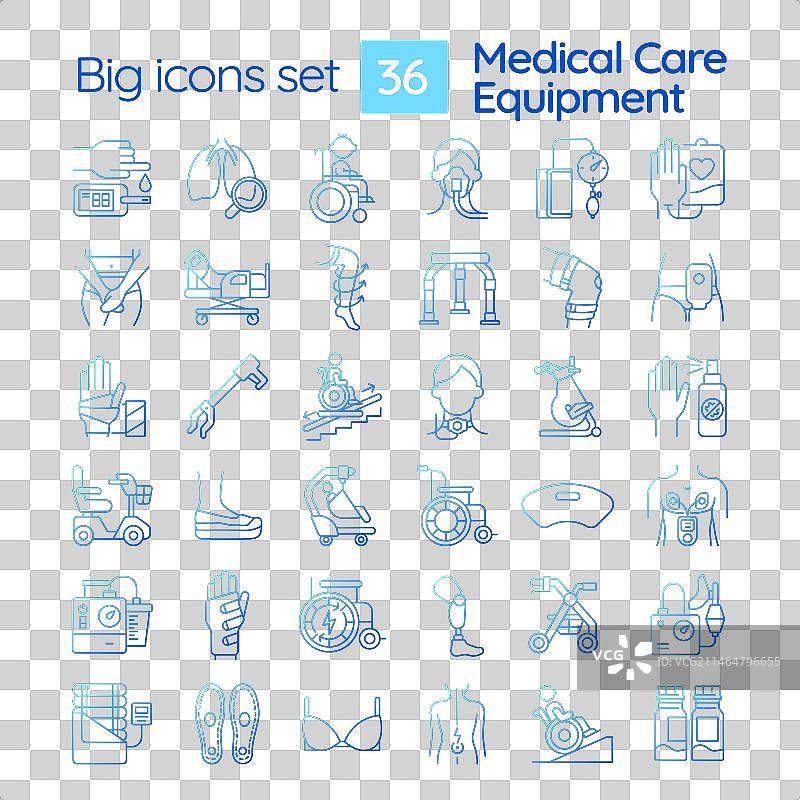 2.5D渐变医疗设备图标集图片素材