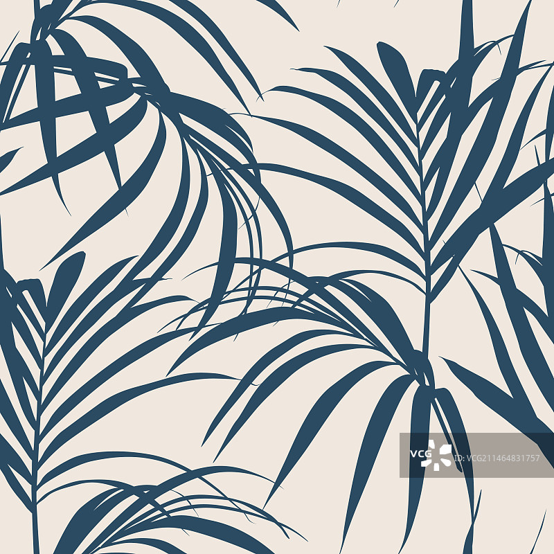 蓝色抽象棕榈叶无缝图案图片素材