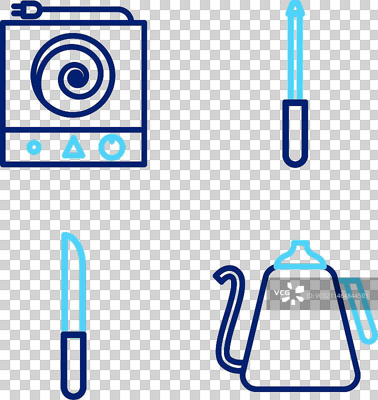 水壶、磨刀器等物品线性组合图片素材