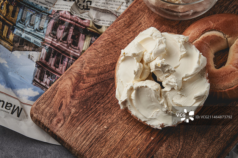 奶油奶酪百吉饼三明治图片素材