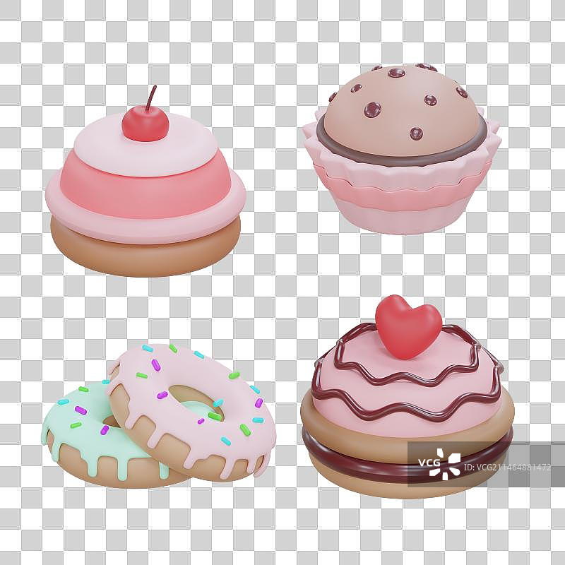 3d下午茶甜品糕点食物模型元素图片素材