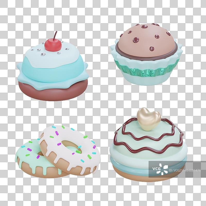 3d下午茶甜品糕点食物模型元素图片素材