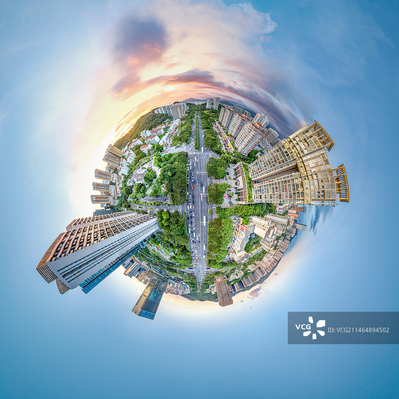 海南省三亚市区建筑风光航拍图片素材