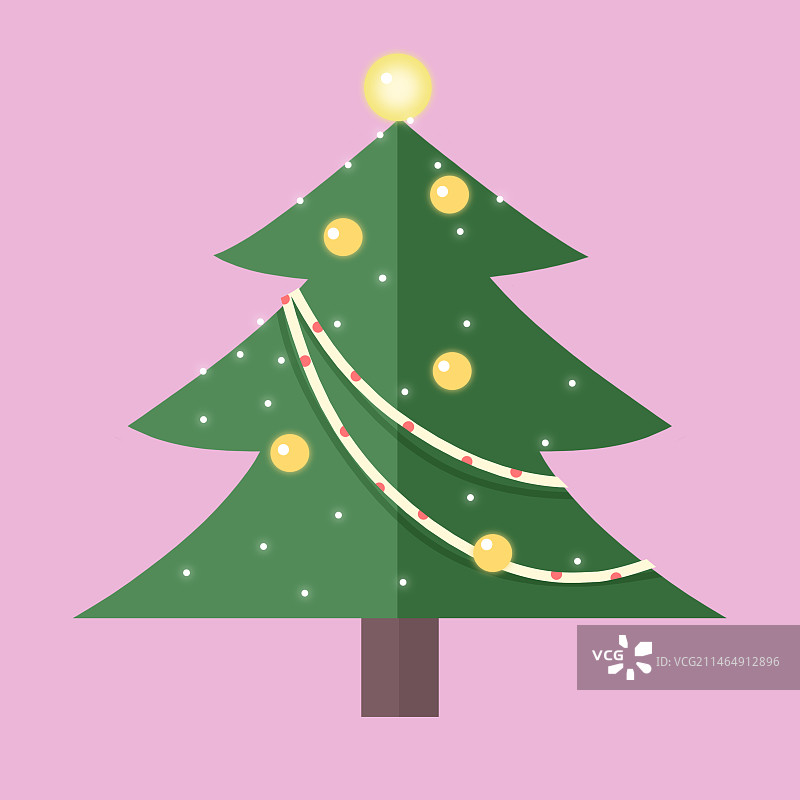 圣诞树扁平插画图片素材