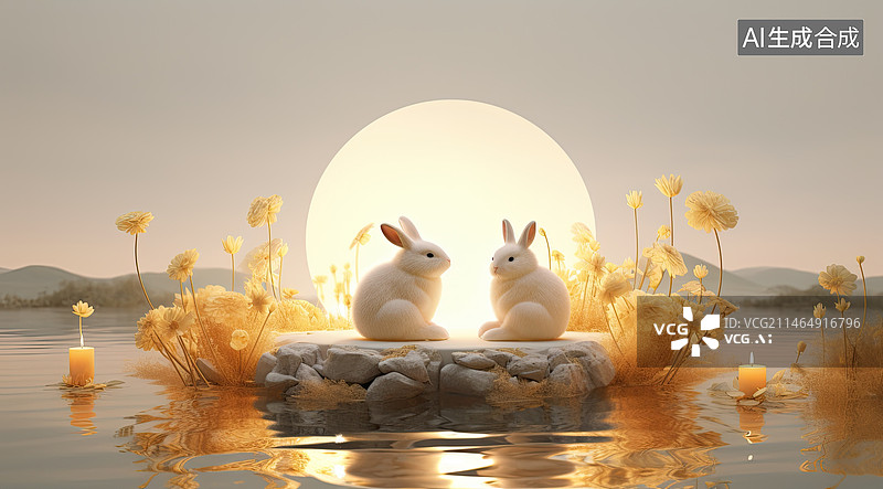 【AI数字艺术】元宵节的玉兔图片素材
