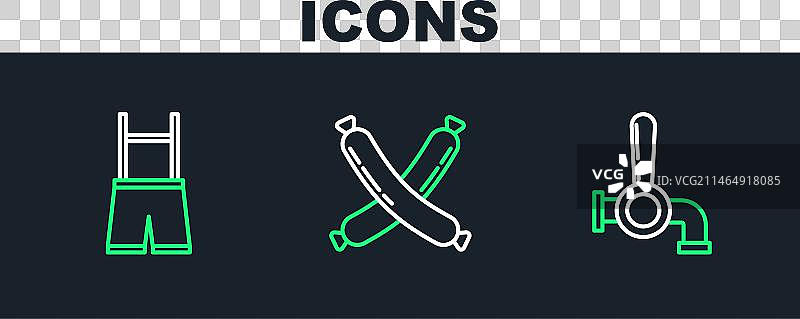 啤酒龙头、皮裤和交叉香肠组合图片素材