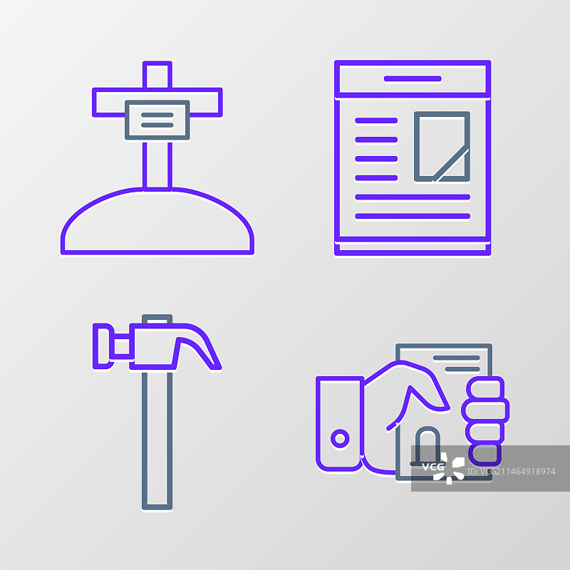 手持死亡证明与锤子图标图片素材