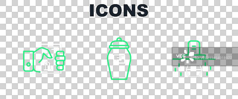 线条图案：带棺材的坟墓、死亡证明、手等图片素材