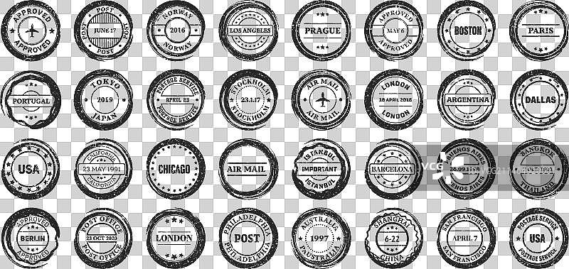 邮票标签和徽章Grunge印记图片素材