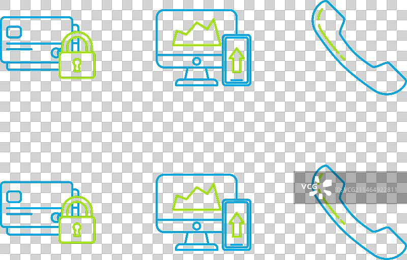 带锁的信用卡电话听筒线条图片素材