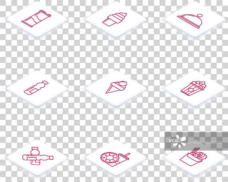 华夫饼冰淇淋苏打罐线条素材图片素材