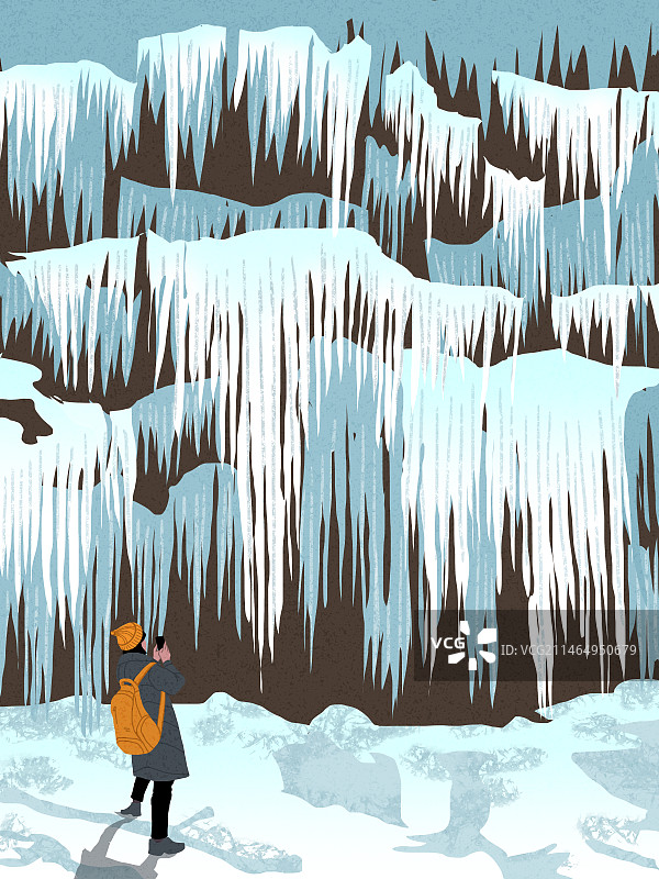 冬天看冰瀑图片素材