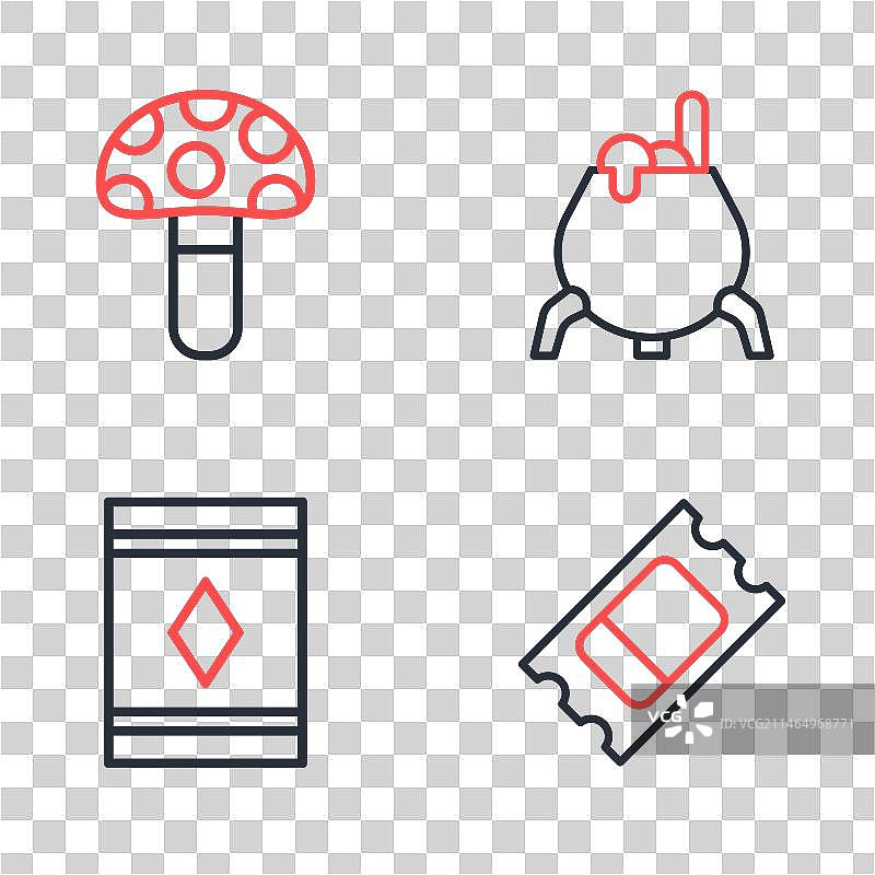 女巫大锅魔毯马戏团线条组合图片素材