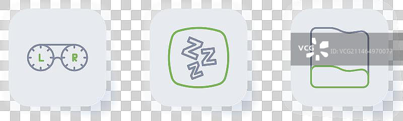 枕头、睡眠眼罩和隐形眼镜盒组合图片素材