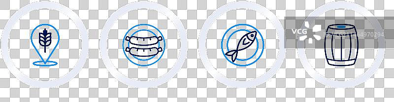 木桶鱼干香肠线条组合图片素材