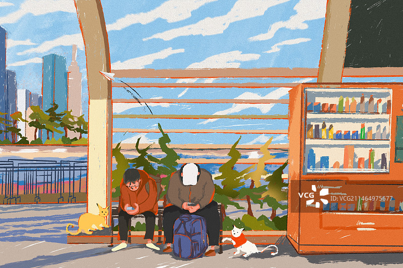 街边便利独坐图片素材