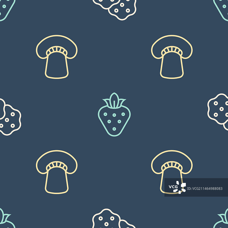 薄脆饼干蘑菇草莓线条素材图片素材