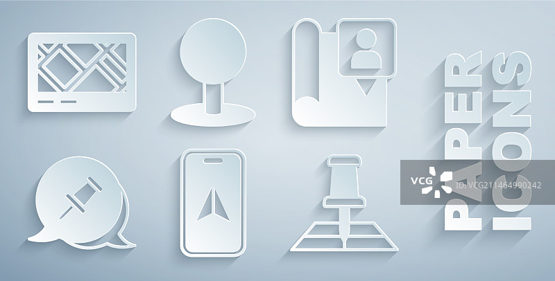 带有位置信息的折叠城市地图导航套装图片素材