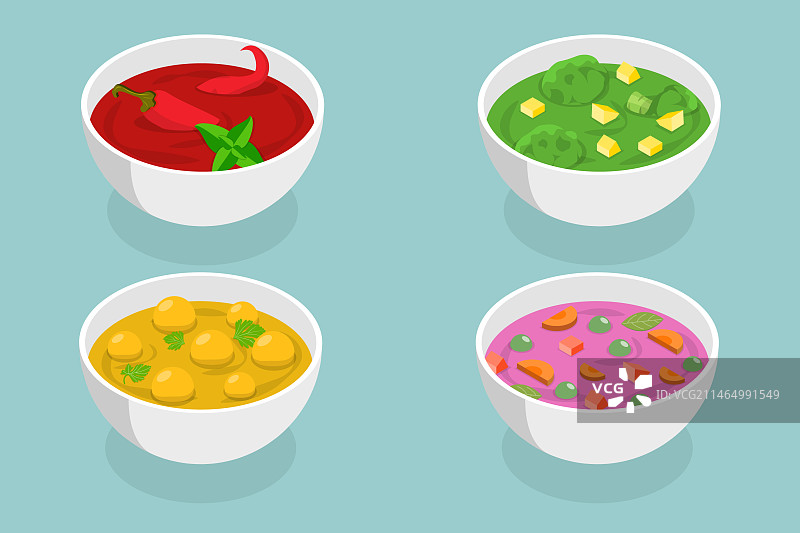 2.5D汤碗扁平风格素材图片素材
