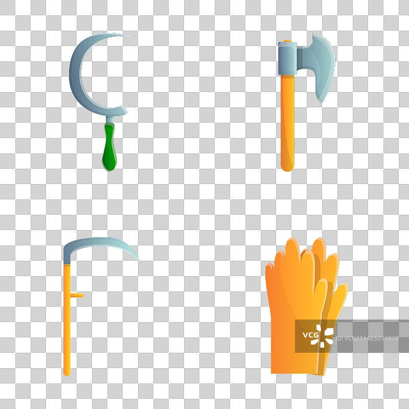 庭院劳动卡通图标集图片素材