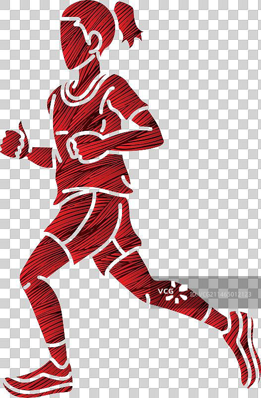 女孩开始跑步动作运动图形图片素材