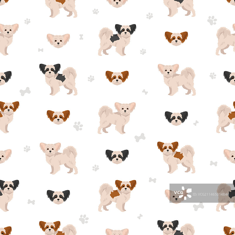 迷你犬无缝图案（所有毛色）图片素材