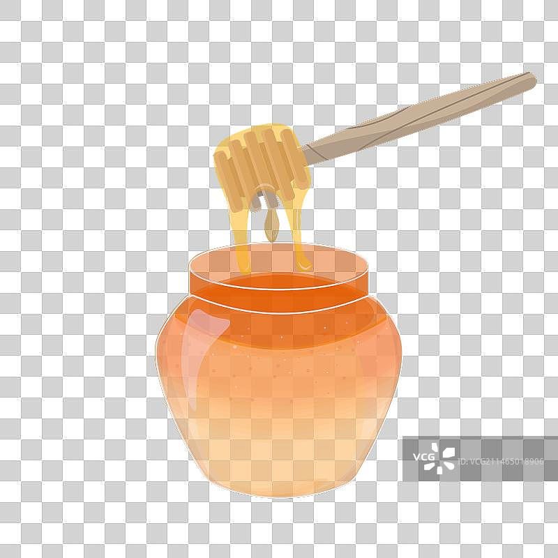 带蜂蜜勺的天然蜂蜜图片素材