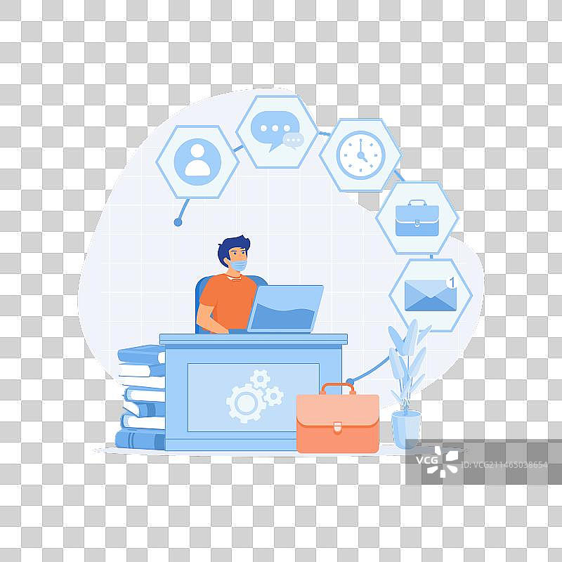 在家办公概念：男人在家工作图片素材