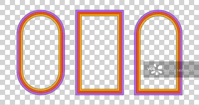 20世纪70年代嬉皮士风格的彩虹框架图片素材