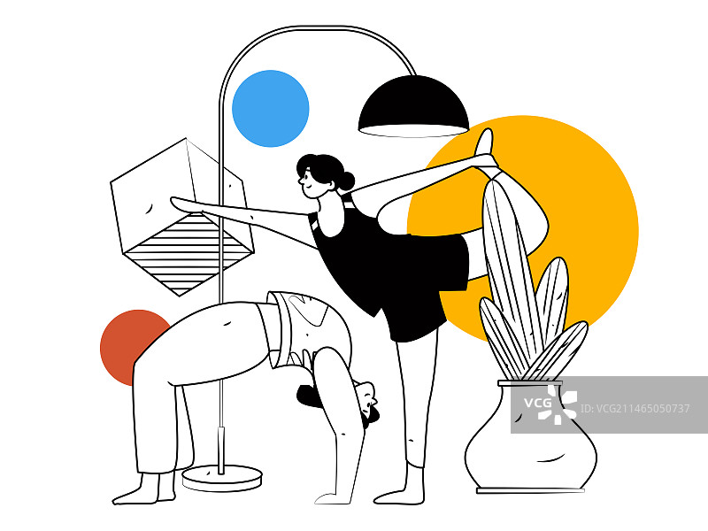 练习瑜伽身心健康扁平矢量人物概念运营手绘插画图片素材