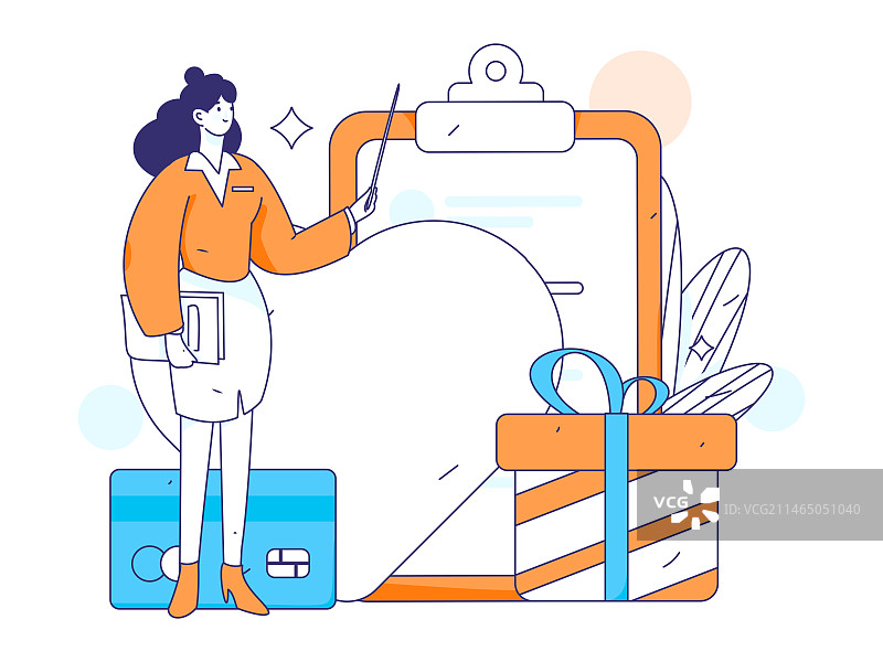 信用卡账单人物扁平矢量概念运营手绘插画图片素材