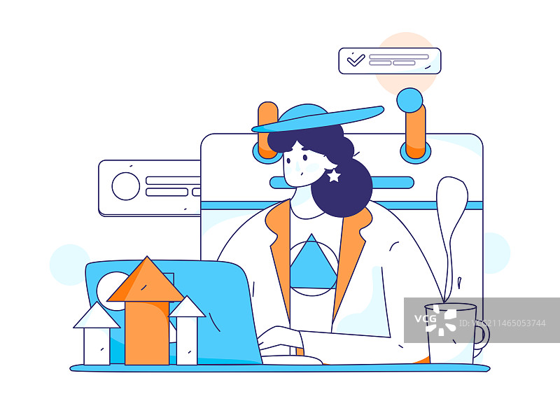 商务工作的人物扁平矢量概念运营手绘插画图片素材