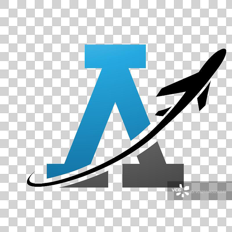 带箭头的蓝黑色古董字母A图标图片素材