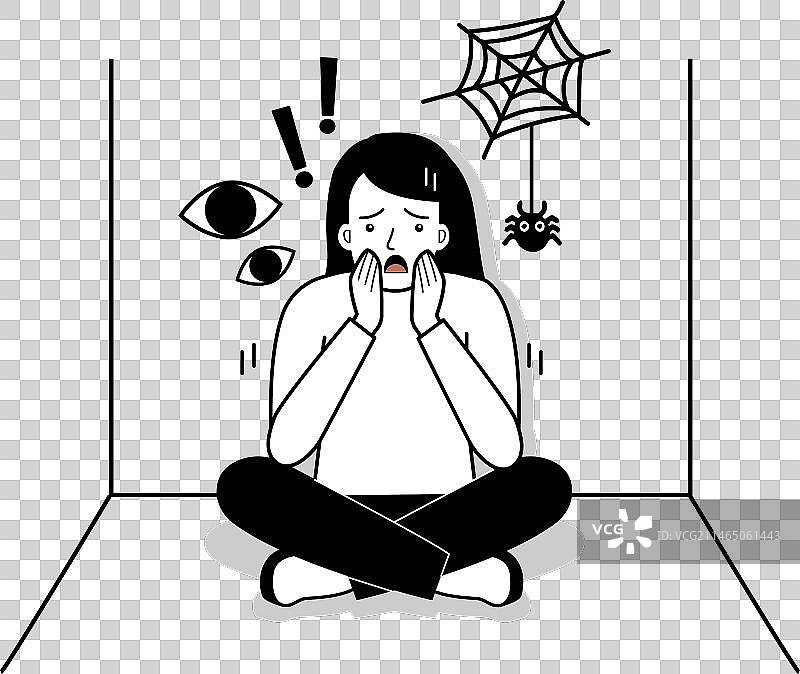 女人在电梯里幽闭恐惧症发作图片素材