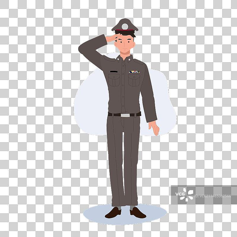 自信的泰国执法人员的荣誉感和自豪感图片素材