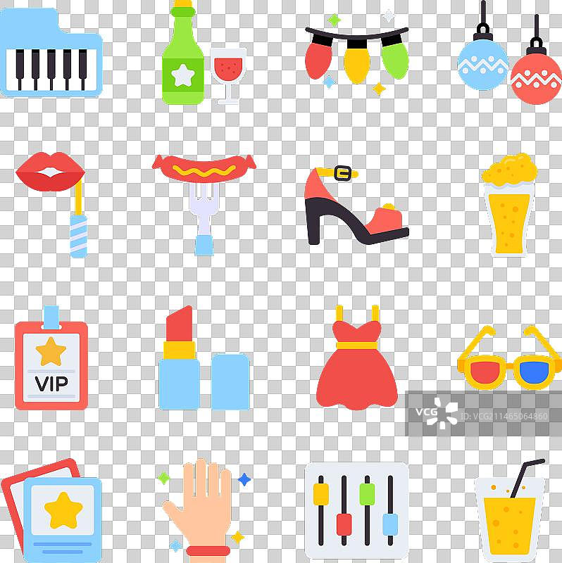 聚会和庆祝扁平图标包图片素材